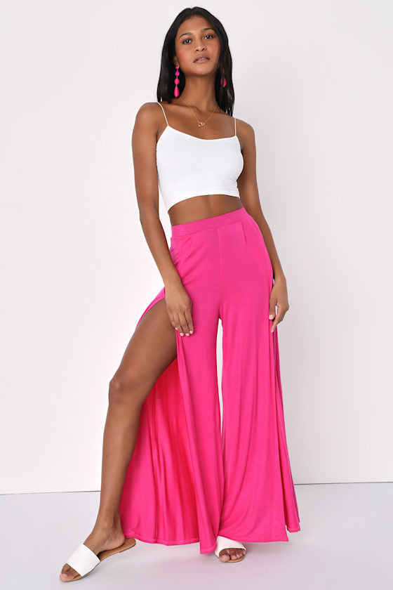 Knockout Fuchsia Wide-Leg Pants