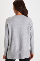 Autumn Allure Heather Grey Crew Neck Oversized Pullover Sweater