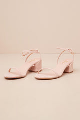 Julie Light Nude Suede Ankle Strap Heels