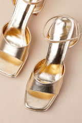 Shirine Gold Metallic Platform Ankle Strap Heels