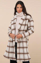 Emily Ivory Plaid Brushed Open-Front Coat