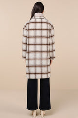 Emily Ivory Plaid Brushed Open-Front Coat