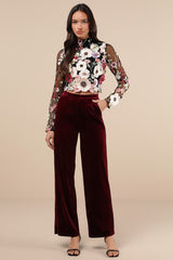 Fantastic Charisma Black 3D Floral Lace-Up Top
