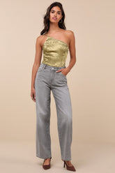 Kate Washed Grey Mid-Rise Baggy Jeans