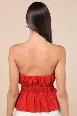 Georgie Red Strapless Peplum Top