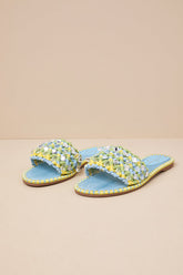 Brennara Chambre Lizard Woven Rhinestone Slide Sandals