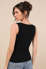 Kosta Black Ruched Jersey Knit Tank Top