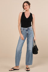 Kosta Black Ruched Jersey Knit Tank Top