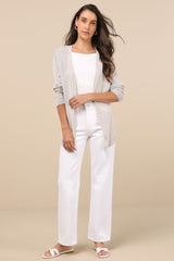 Clean Aesthetic Light Taupe Knit Cardigan Sweater