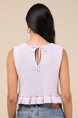 Flouncin' Around Lavender Cropped Ruffled Sweater Tank