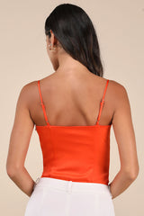 Niley Bright Orange Seashell Bustier Bodysuit