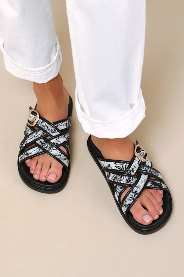 Killian Multi Tropical Print Slide Sandals