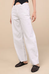 Everyday Coolness White Denim High-Rise Straight-Leg Jeans
