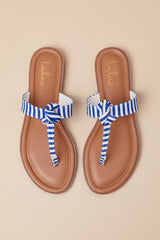 Roderick Blue and White Striped Thong Sandals