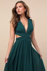 Vivid Imagination Emerald Green Cutout Maxi Dress