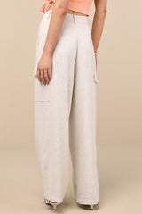 Cadelina Heather Beige Linen Cargo Trouser Pants