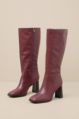 Reelee Oxblood Square Toe Knee-High Boots