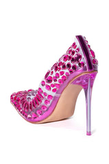 Azalea Wang Bonnie Pvc Embellished Pump In Fuchsia
