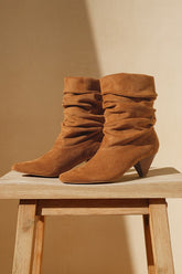 Carrie Tan Suede Slouchy Mid-Calf Boots