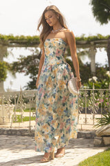 Mikayla Beige Multi Floral Jacquard Maxi Dress