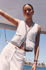 Rennie Ivory Striped Button-Front Sweater Top