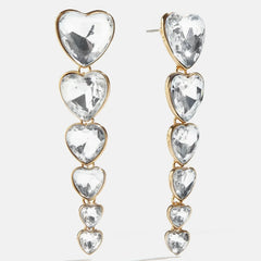 Heart Crystal Statement Drops - Gold/Pavé