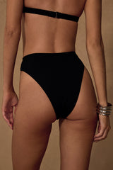 Set for Vacay Black Ribbed High-Waisted Bikini Bottoms
