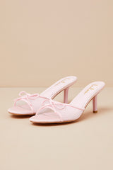 Pamina Pink Satin Bow Slide High Heel Sandals