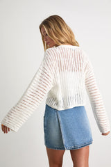 Minna Ivory Open Knit Dolman Sleeve Sweater