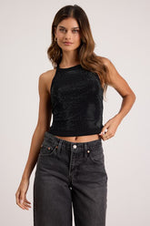 Amata Black Rhinestone Racerback Tank Top