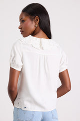 Briallen Ivory Embroidered Short Sleeve Top