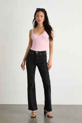 Emberlin Light Pink Ribbed Low-Back Sleeveless Bodysuit