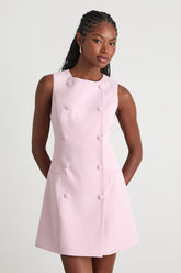 Adelie Light Pink Double Breasted Sleeveless Mini Dress