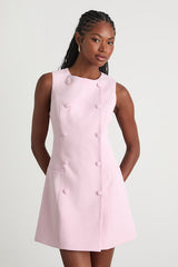 Adelie Light Pink Double Breasted Sleeveless Mini Dress