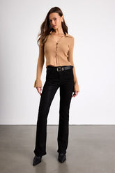 Charley Black Coated High-Rise Bootcut Jeans