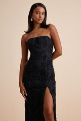 Amalia Black Textured Strapless Maxi Dress