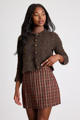 Sursha Brown Plaid Mid-Rise Mini Skirt