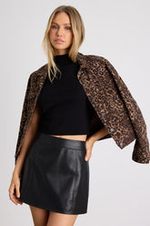 Mikana Black Vegan Leather A-Line Mini Skirt