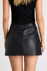 Mikana Black Vegan Leather A-Line Mini Skirt