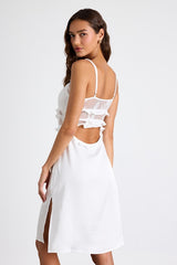 Lilena Ivory Satin Lace Ruffled Cutout Lingerie Slip