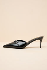 Austine Black Pointed-Toe Mule Pumps