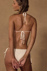 Kalo Ivory Crochet Triangle Bikini Top