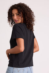 Tini Time Black Cotton Embroidered Tee