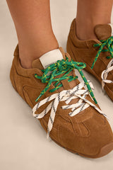 Aziel Camel Suede Leather Lace-Up Sneakers
