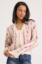 Holland Ivory Multi Floral Open-Front Cardigan