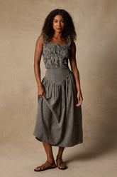 Starling Black Gingham High-Rise Midi Skirt