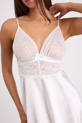 Ambrosia Ivory Sheer Satin Lingerie Slip