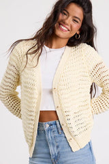 Breezy Attitude Yellow Loose Knit Button-Up Cardigan Sweater