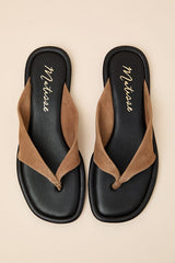 Mirage Taupe Suede Leather Thong Sandals