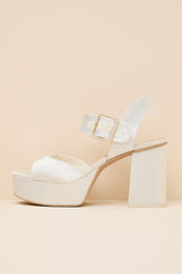 Bobby True White Satin Platform High Heel Sandals